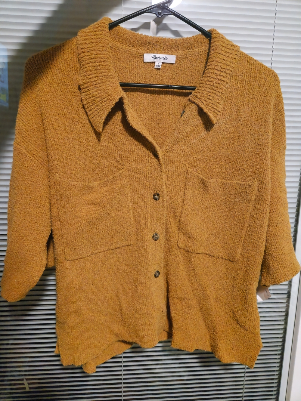 Madewell Ochre Button-Front Knit Cardigan Shirt